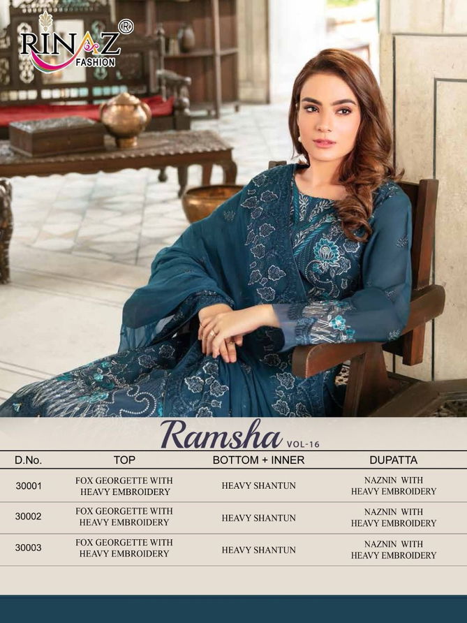 Rinaz Ramsha 16 New Heavy Festive Wear Georgette Pakistani Salwar Kameez Collection